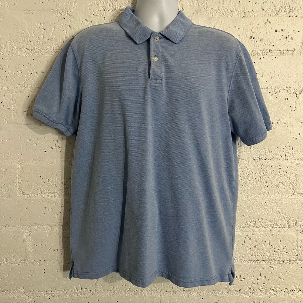 St Johns Bay Mens Legacy Polo L Blue 100% Cotton Short Sleeve F14